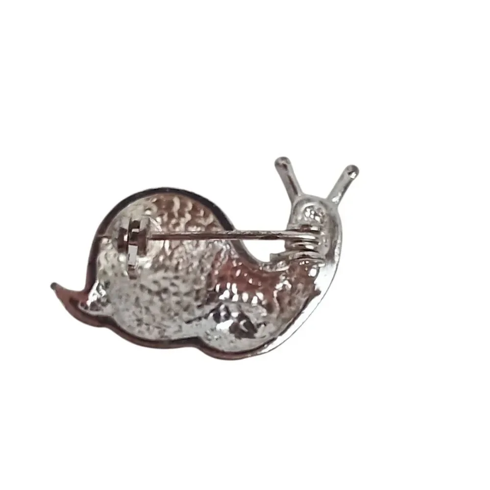 Vintage Blue Rhinestone Snail Brooch Pin 1